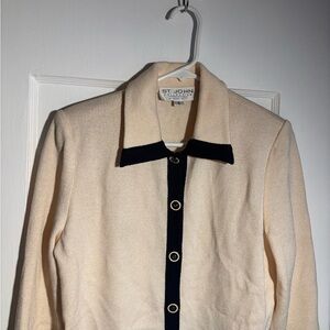 St. John Cream Knit Jacket with Subtle Texture